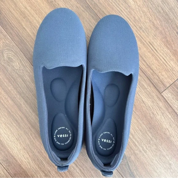 VESSI market flat Women's Navy Knit Slip-On Flat Shoe size 8.5 - Picture 6 of 7